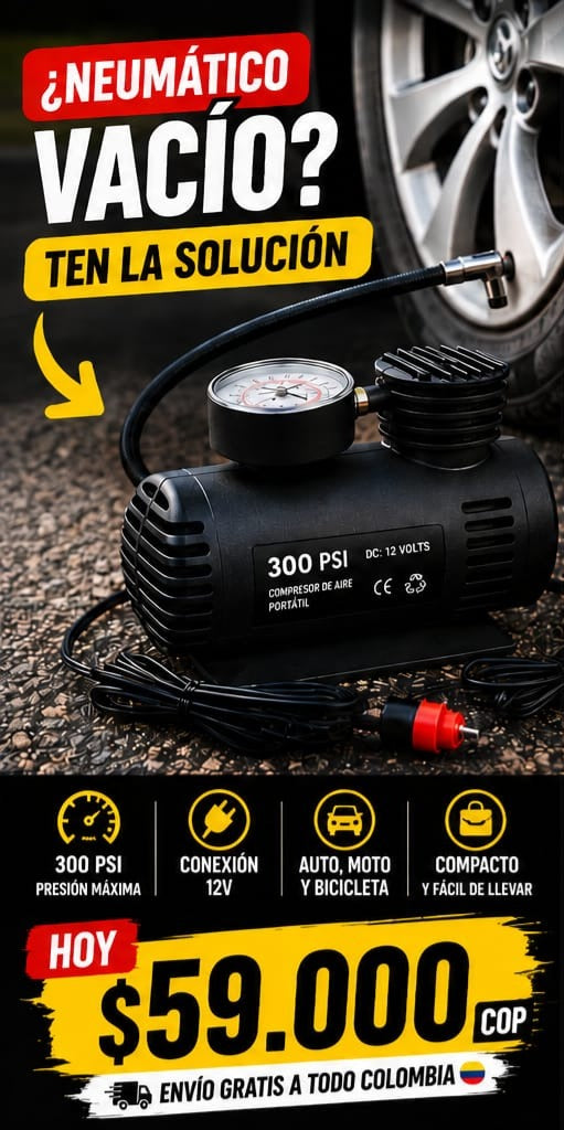 🚗 La solución rápida y portátil para emergencias en carretera.