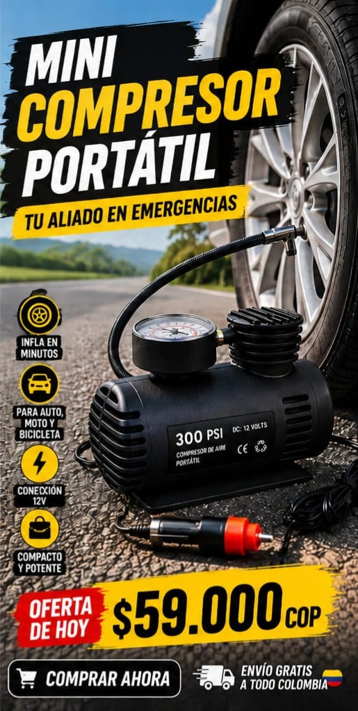 🚗 La solución rápida y portátil para emergencias en carretera.